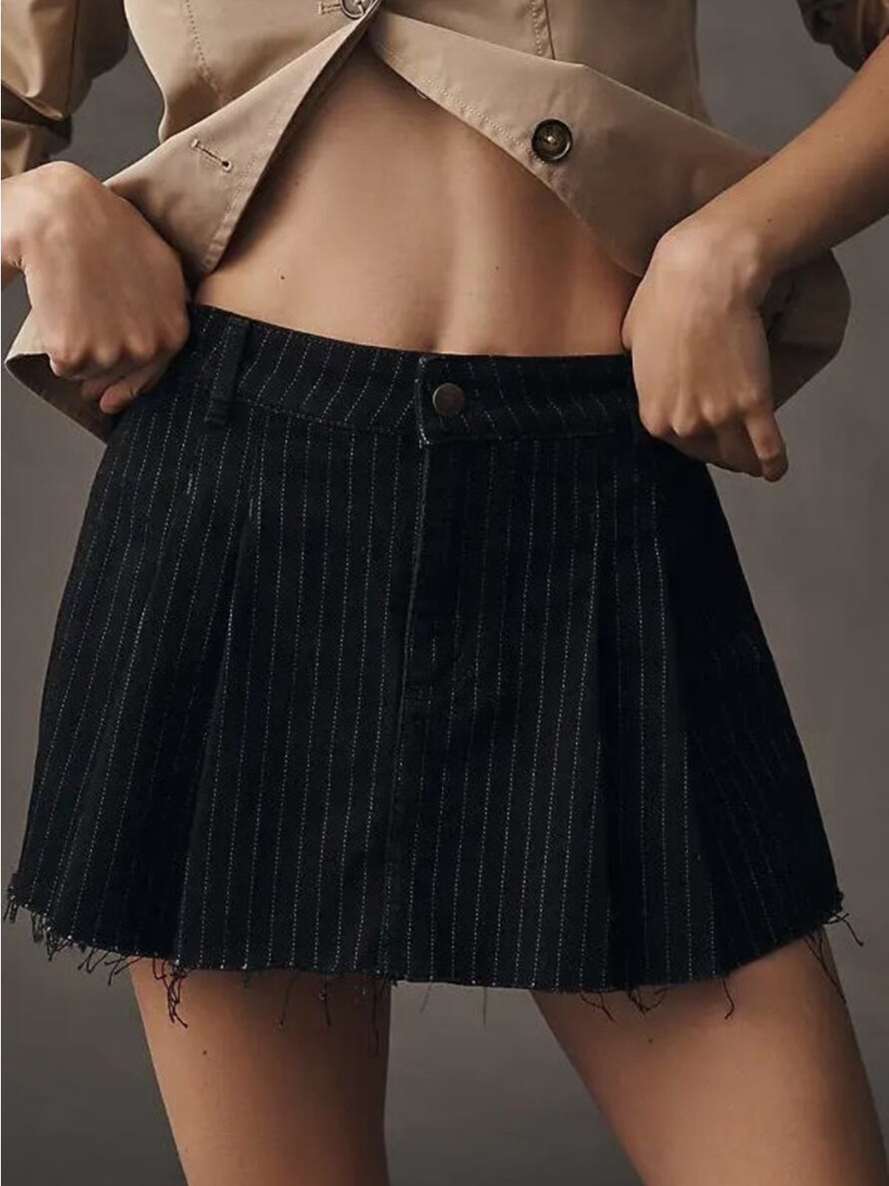 Maeve black pinstripe denim mini skirt skirt womens 10